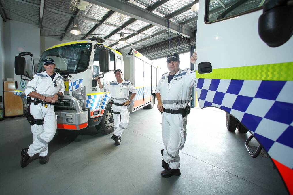 Senior Constable King, Senior Constable Dyson and Sergeant Walsh at Lake Illawarra Police Station. Picture: Adam McLean