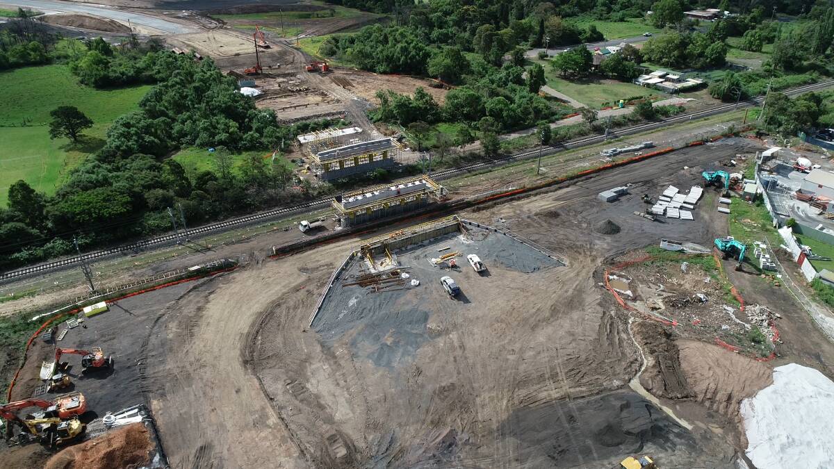Aerial shot of the progress on the Fowlers Road to Fairwater Drive bridge. Picture: Supplied