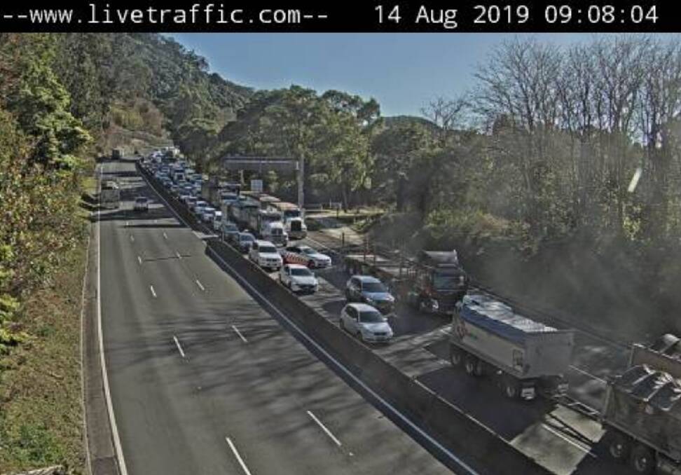 Traffic is banked up for kilometres after a four-car crash on the M1 Princes Motorway. Picture: Live Traffic