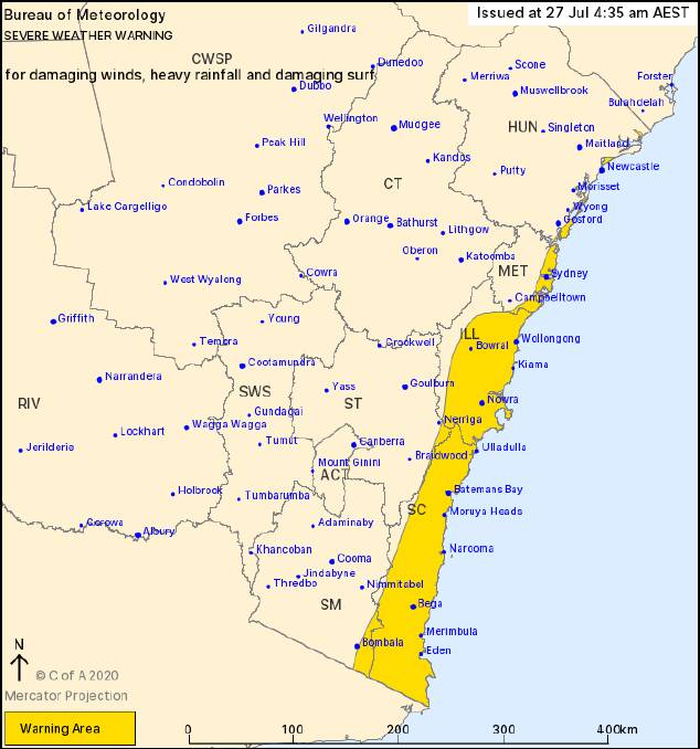 A severe weather warning has been issued for the Illawarra. Picture: Bureau of Meteorology