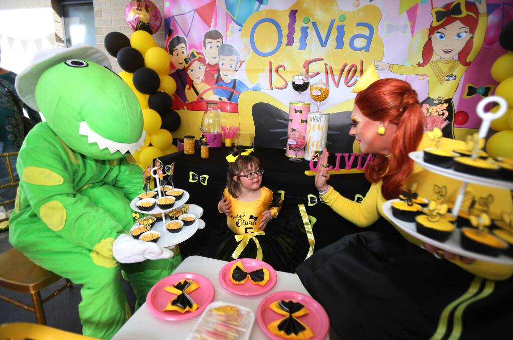Celebrate: Olivia's birthday party was decorated in wall to wall Wiggles theme. There was even a special guest, Emma Wiggle. Pictures: Robert Peet