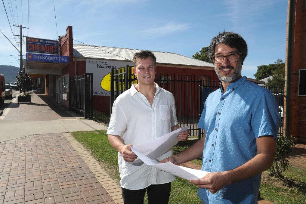 Plans: Cafe owner Thomas Bailey (left) and designer Alex Urena have submitted a development application for a new cafe in Bulli. Picture: Robert Peet