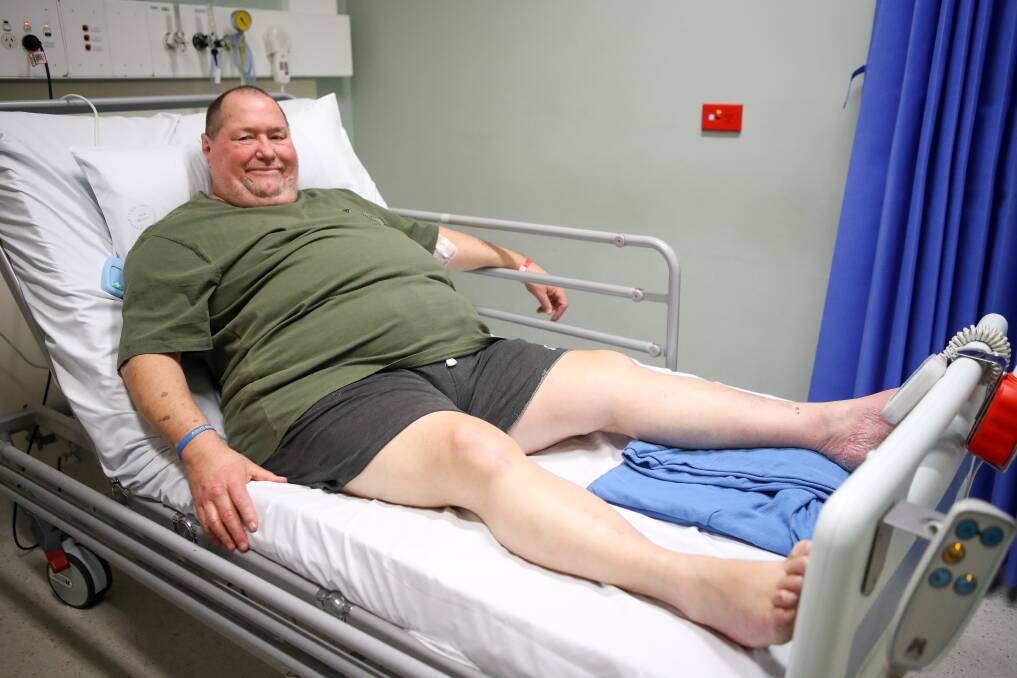 Bryan Thompson was hospitalised after he was bitten by a red-bellied black snake. Picture: Adam Mclean