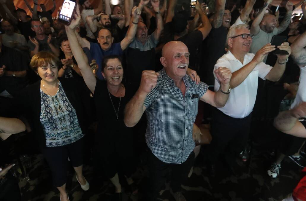Friends and family celebrated Alex's win at Central Hotel. Picture: Robert Peet