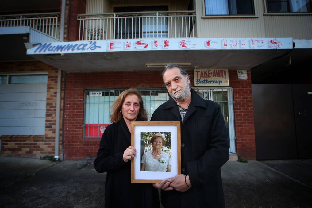 Farewell: Dimitra Koutsouradis and Arthur Ballis will dearly miss their mother Eleanna Ballis, who owned Mumma's Fish and Chips shop at Barrack Heights for over 40 years. Picture: Sylvia Liber