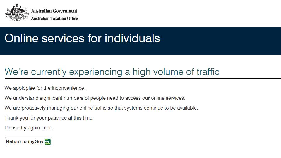 The ATO's website has been overwhelmed with traffic on the first day of the new financial year. Picture: Supplied