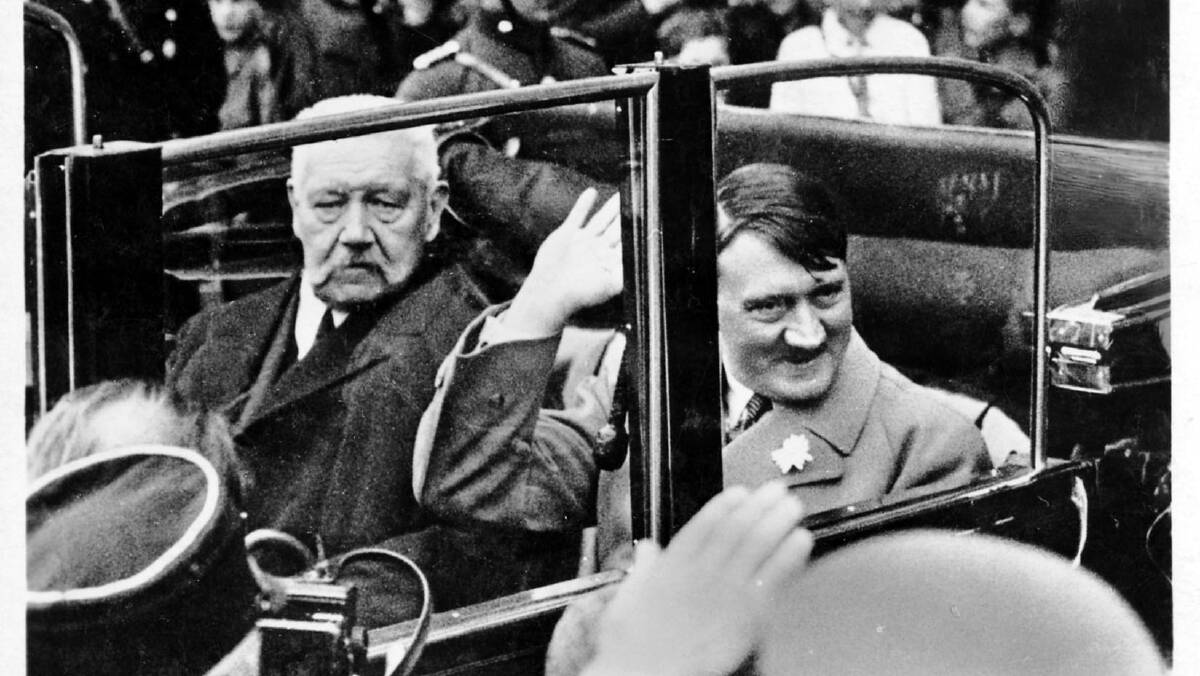 Adolf Hitler and German president Paul von Hindenberg. Picture: Getty Images