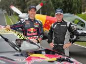 ARRIVE IN STYLE: To help mark Jamie Whincup's final event as a full-time Supercars driver, Red Bull Air Race World Champion Matt Hall made a special landing on Mountain Straight. Photo: PHIL BLATCH