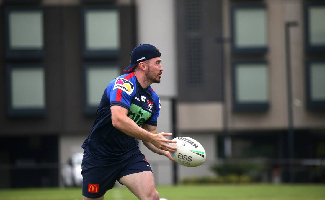 ON DECK: Adam Clune at Knights training on Wednesday. Picture: Peter Lorimer 