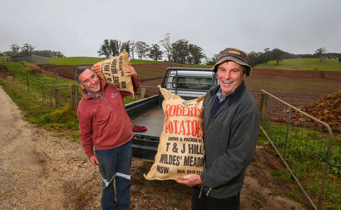 Brothers L/R: Todd Hill and Jon Hill from Hill Family Farming on their property. Photo: Wesley Lonergan
