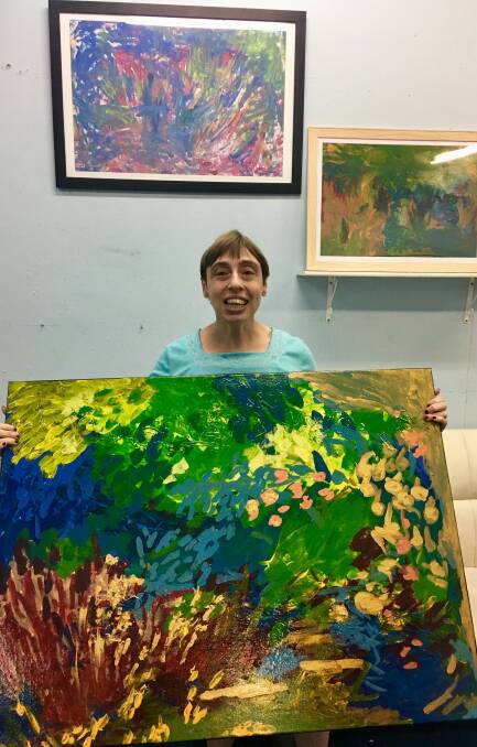 Talent: Sarah Kennedy, who has an intellectual disability and cerebral palsy, has created some impressive artworks at the Greenacres' Outsider art classes.