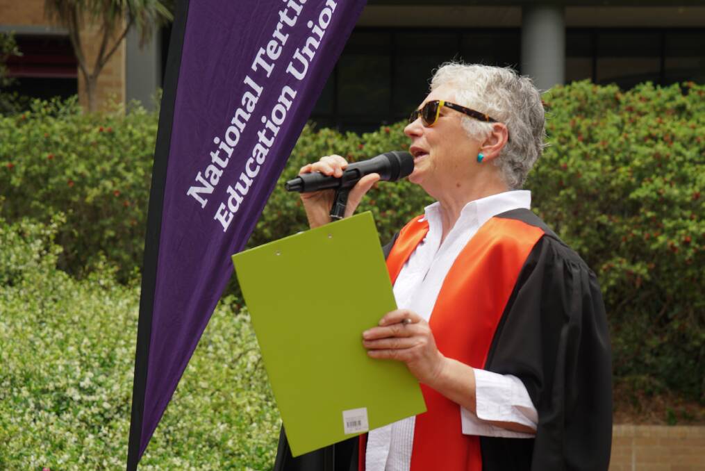 Georgine Clarsen: UOW staff member and NTEU Union branch president at UOW campaigning for job security and benefits for all university staff.