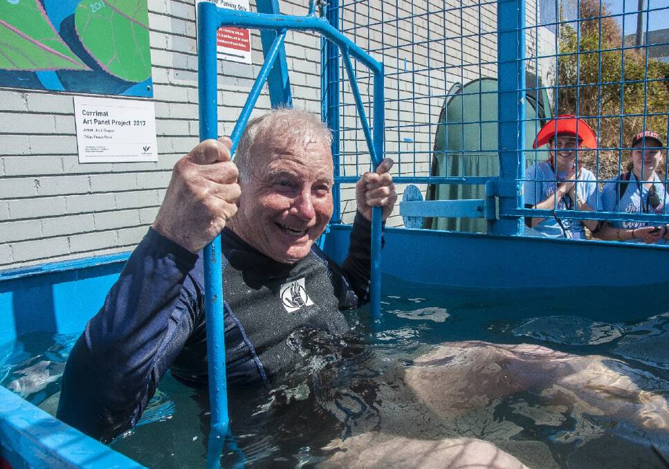 Lord Mayor of Wollongong Gordon Bradbery: Getting into the spirit of fundraising and entertainment at the festival, Cr Bradbery taking the plunge.