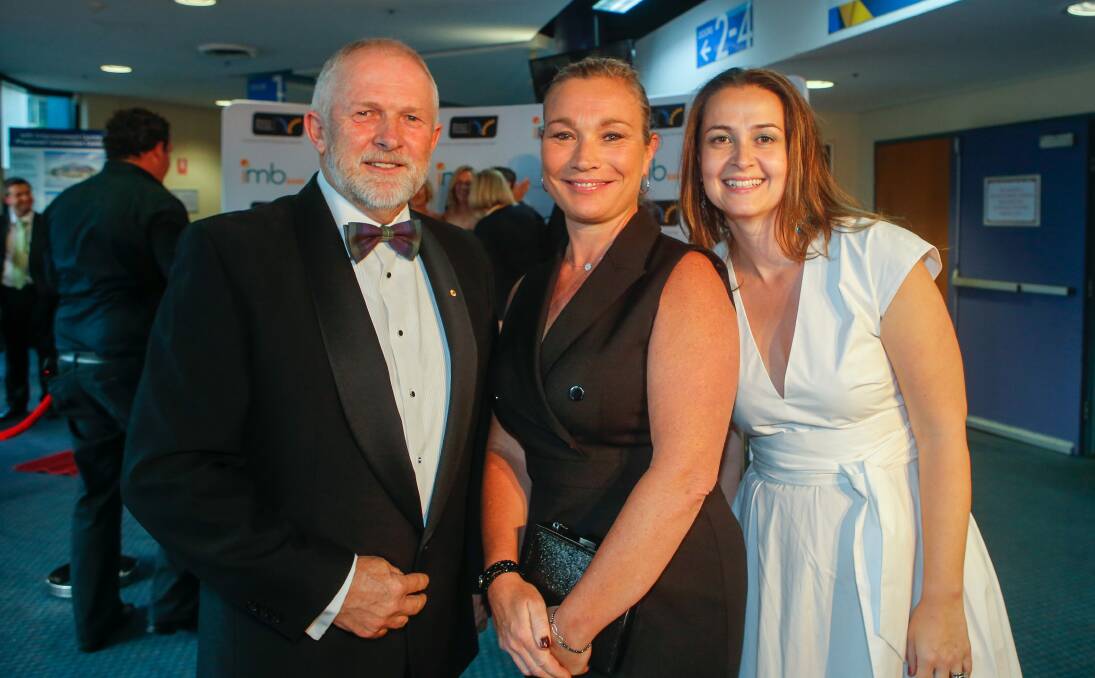 Winding back the clock: Major award winners Michael Bassingthwaighte, Paulette Sewell and Claire Behi at last year's IMB Bank 2016 Illawarra Business Awards. Picture: Adam McLean.