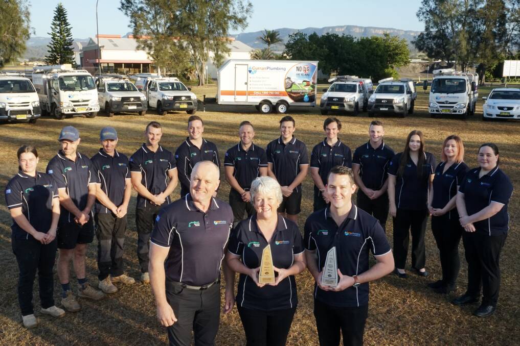 Winners: Curran Plumbing and Pipe Relining were awarded Business of the Year at the 2018 Illawarra and South Coast Local Business Awards. They also won the Outstanding Trades and Services category.