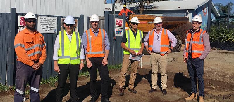 UPGRADE: Manager of commercial services, Tim McLeod with contractors at the Surf Beach site. Photo: supplied.