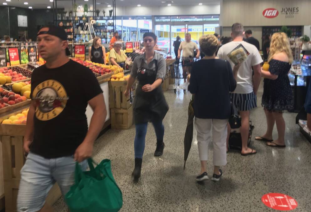 SUPPLIES: Shopping centres are busy this morning as people rush to buy groceries ahead of the three day lockdown. 