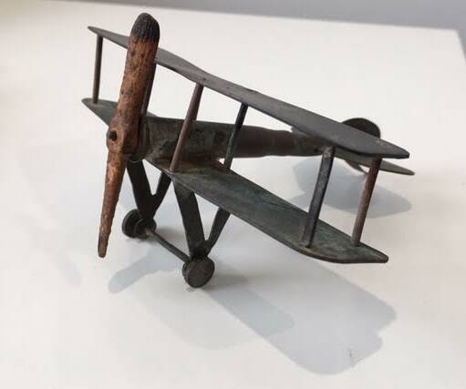 One of the aeroplane's crafted by Les Harrison on the war front and sent home as gifts to his family.