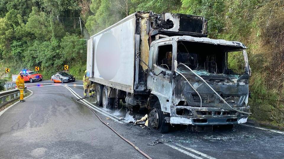 CLOSED: A truck fire closed Bulli Pass on Saturday afternoon. Photo: Traffic and Highway Patrol Command - NSW Police Force