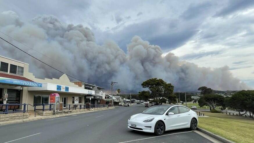 The fire west of Bermagui. Picture by Matthew Kronborg via X