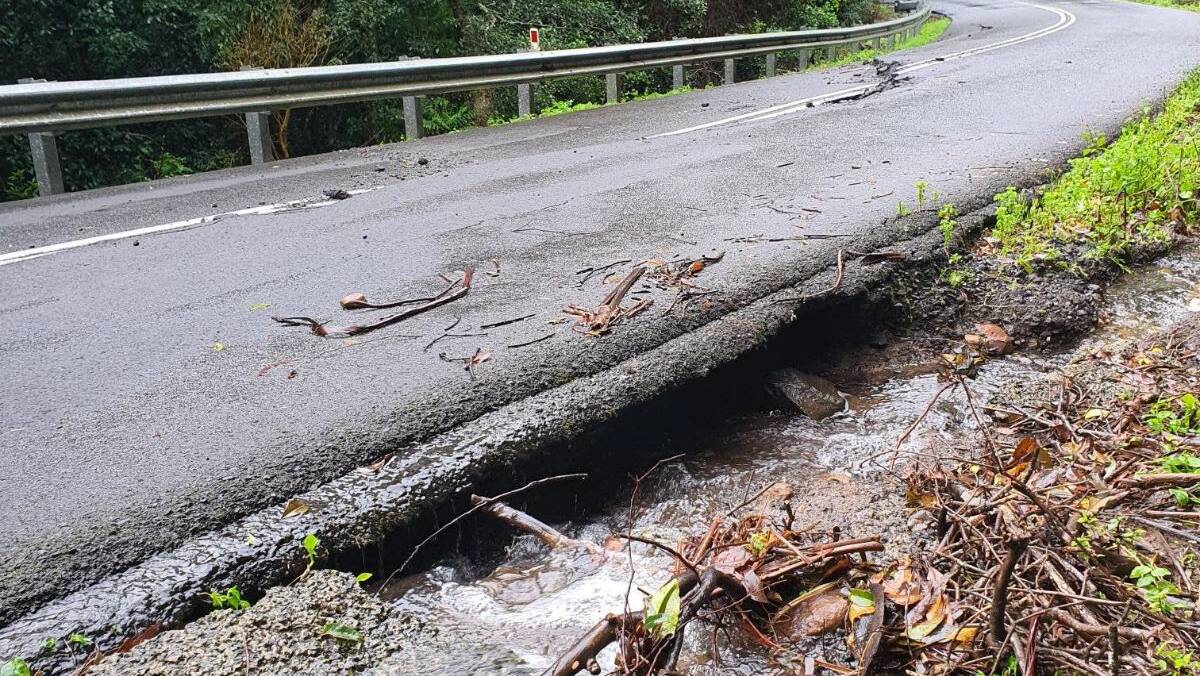 Some of the damaged tarmac on Jamberoo Mountain Road. Picture: supplied