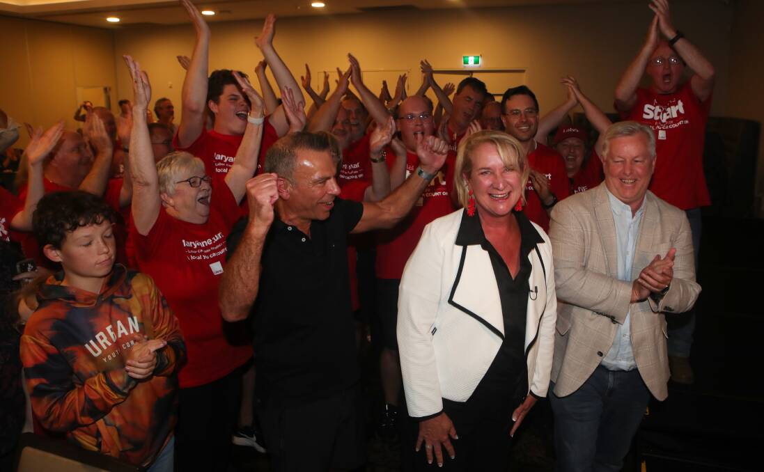 Maryanne Stuart and her husband Russell and a band of happy supporters at Helensburgh Tradies. Picture by Sylvia Liber