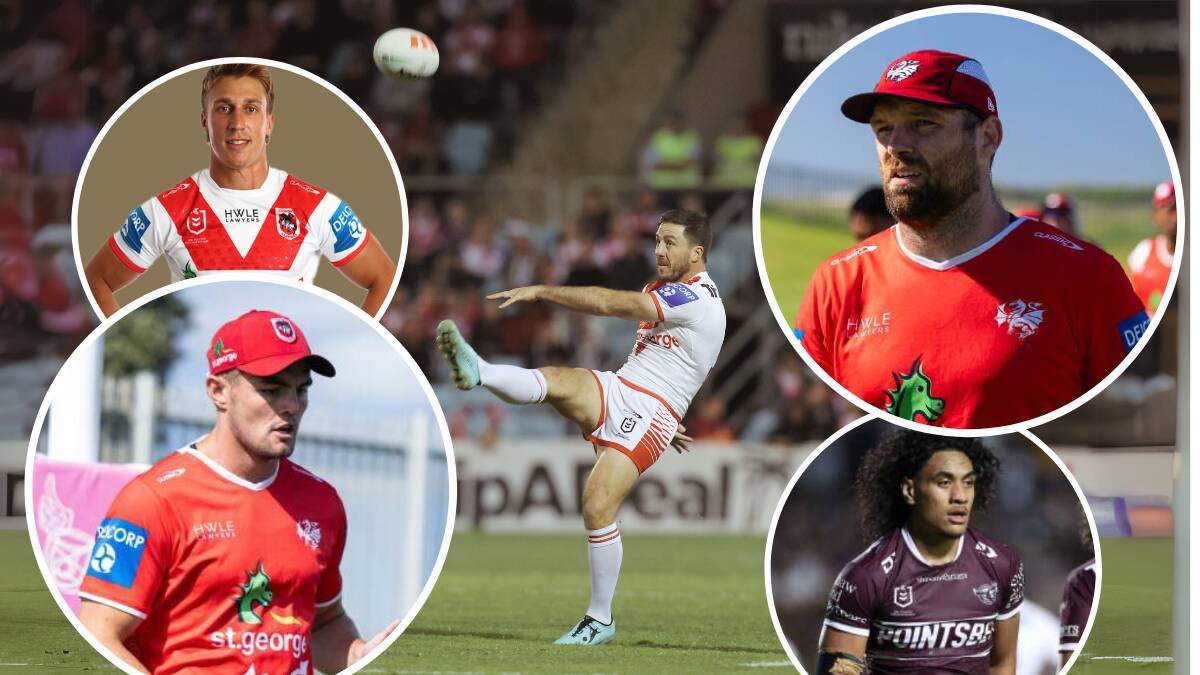 Daragons skipper Ben Hunt and the new recruits named in the Charity Shield squad (top left clockwise) Jesse Marschke, Tom Eisenhuth, Christian Tuipulotu and Kyle Flanagan.