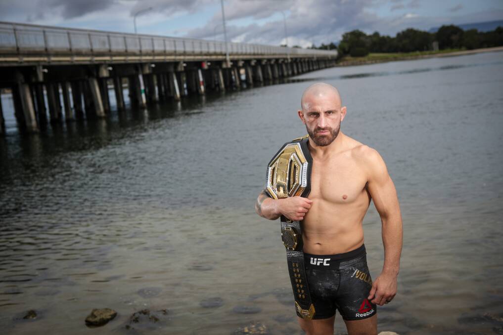 UFC featherweight champion Alex Volkanovski at the Windang Bridge. Picture: Adam McLean