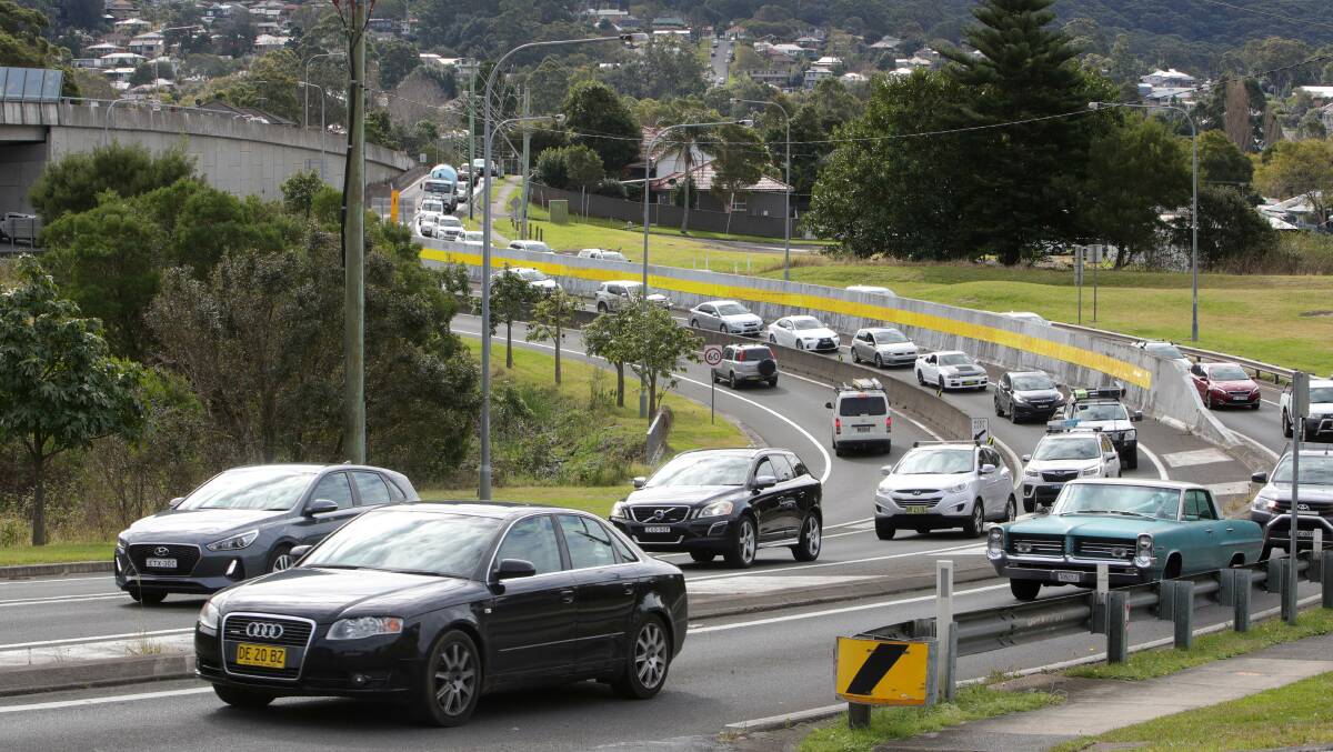 The heavy traffic southbound coming from Thirroul and Bulli Pass on Wednesday, July 13. Picture: Sylvia Liber