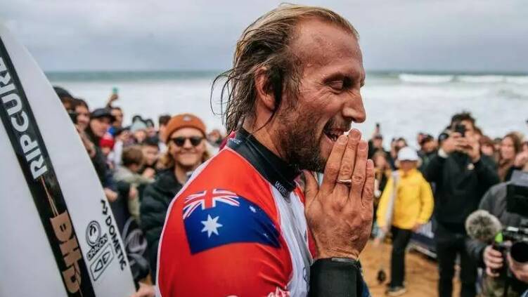 A grateful Owen Wright was surrounded by family, friends and fans as his world tour career ended. Picture supplied