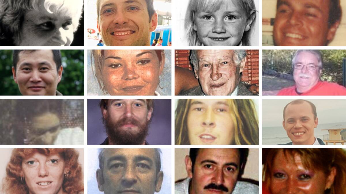 Just some of the people on the National Missing Persons Register from the Illawarra and South Coast. Pictures: supplied