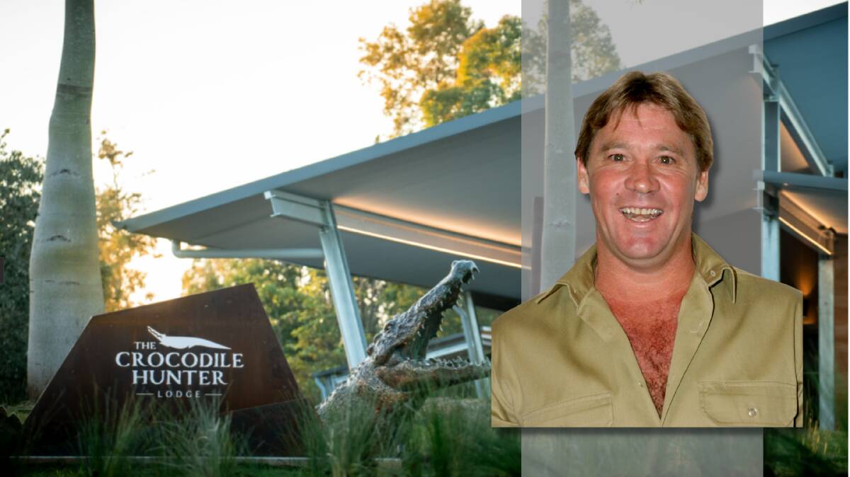 The Crocodile Hunter Lodge at Australia Zoo - with its inspiration, Steve Irwin. Picture: supplied