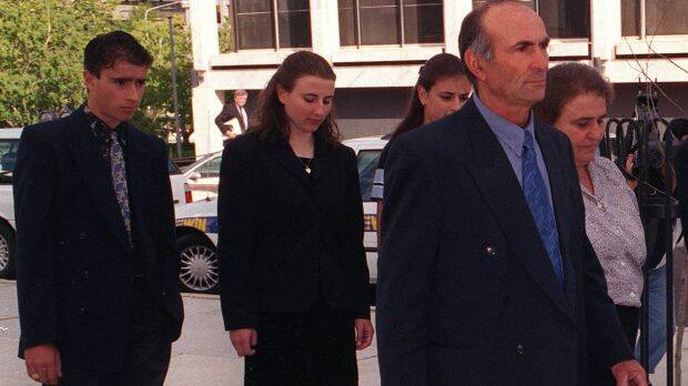 The family of Katie Bender in 1998 attending the coronial inquest into her death. 
