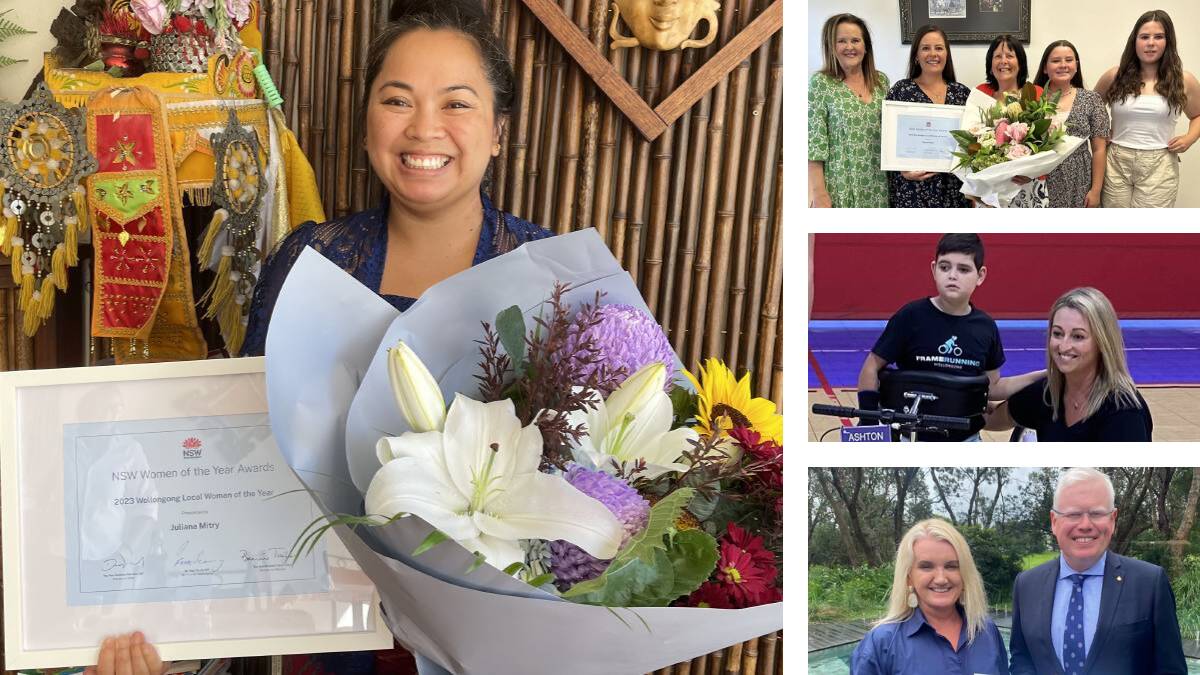 Wollongong 2023 Local Woman of the Year Award Jules Mitry (left) with the Shellharbour, Keira and Kiama recipients. Main picture by Marlene Even.