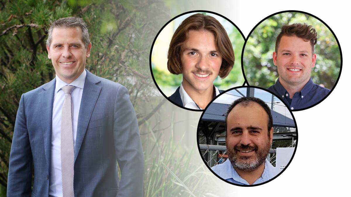 Keira incumbent Ryan Park (main pic) with the Liberals' Noah Shipp, The Greens' Kit Docker and Sustainable Australia's Andrew Anthony.