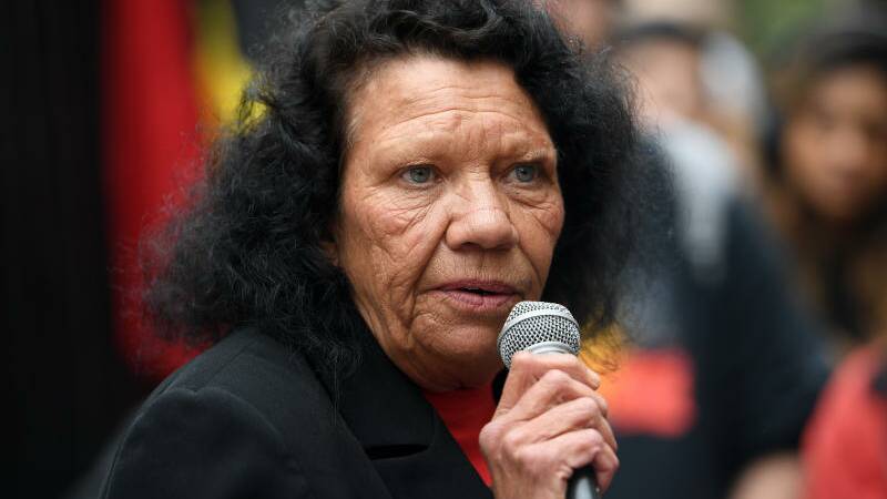 Leetona Dungay, the mother of David Dungay Jr, speaks at a rally for justice for the families of the victims the Bowraville murders, in Sydney.