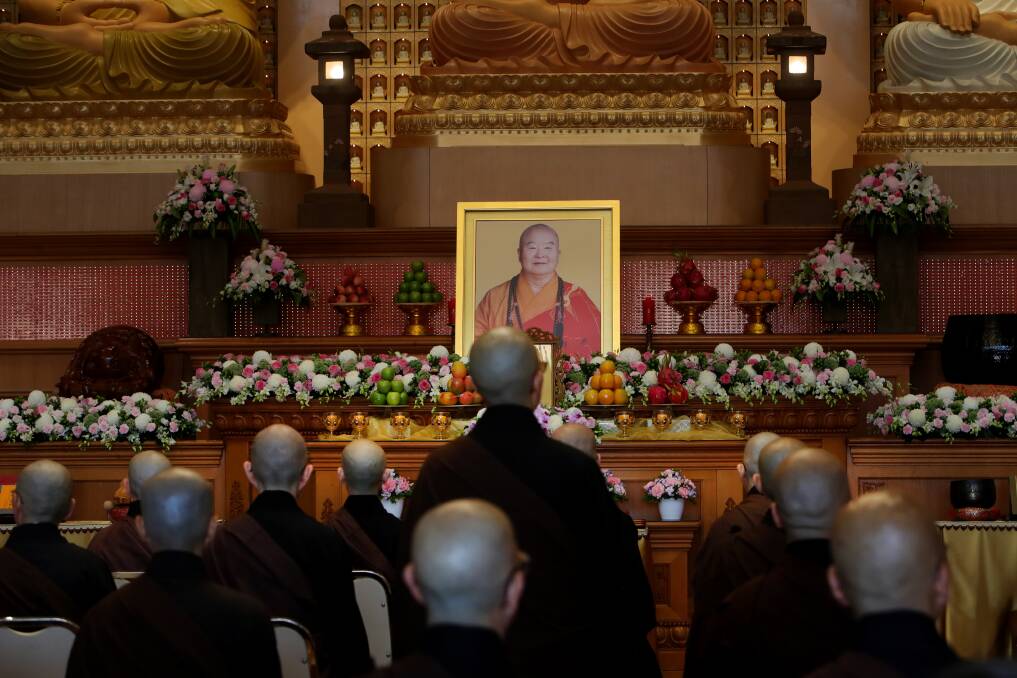 February 13: Hundreds of mourners from all over the country gathered at Nan Tien temple's main shrine to be a part of Fo Guang Shan founder Venerable Master Hsing Yun's memorial service following his passing.