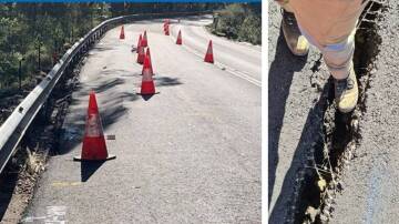 The westbound lane on Heathcote Road between New Illawarra Road and Princes Highway is expected to remain closed for months. Pictures: supplied