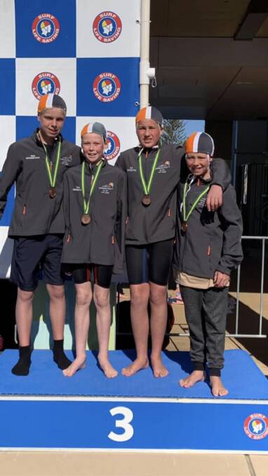 Medalists: The Warilla-Barrack Point 13 years relay team. Picture: Craig Burke.