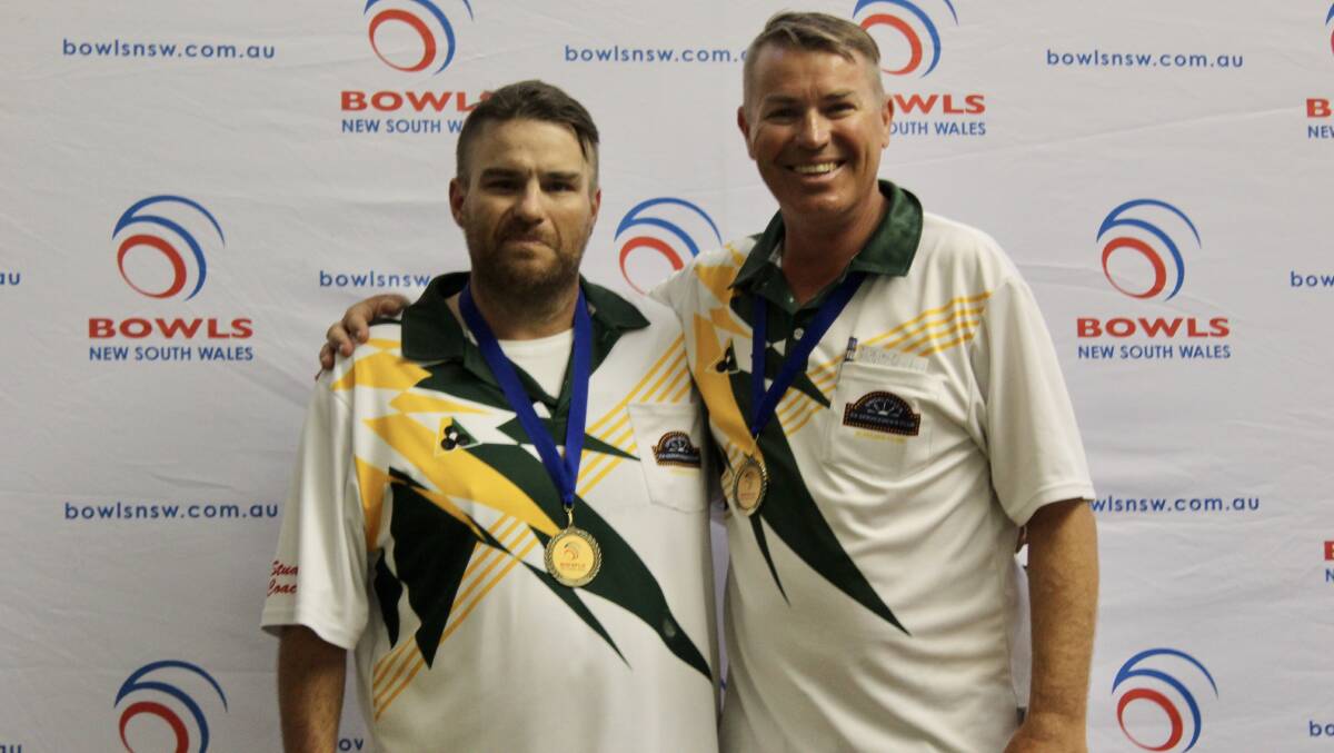 Champs: Shoalhaven Ex-Servicemen brothers Matthew and Paul Goddard won the State Rookies Pairs title. Picture: Bowls NSW
