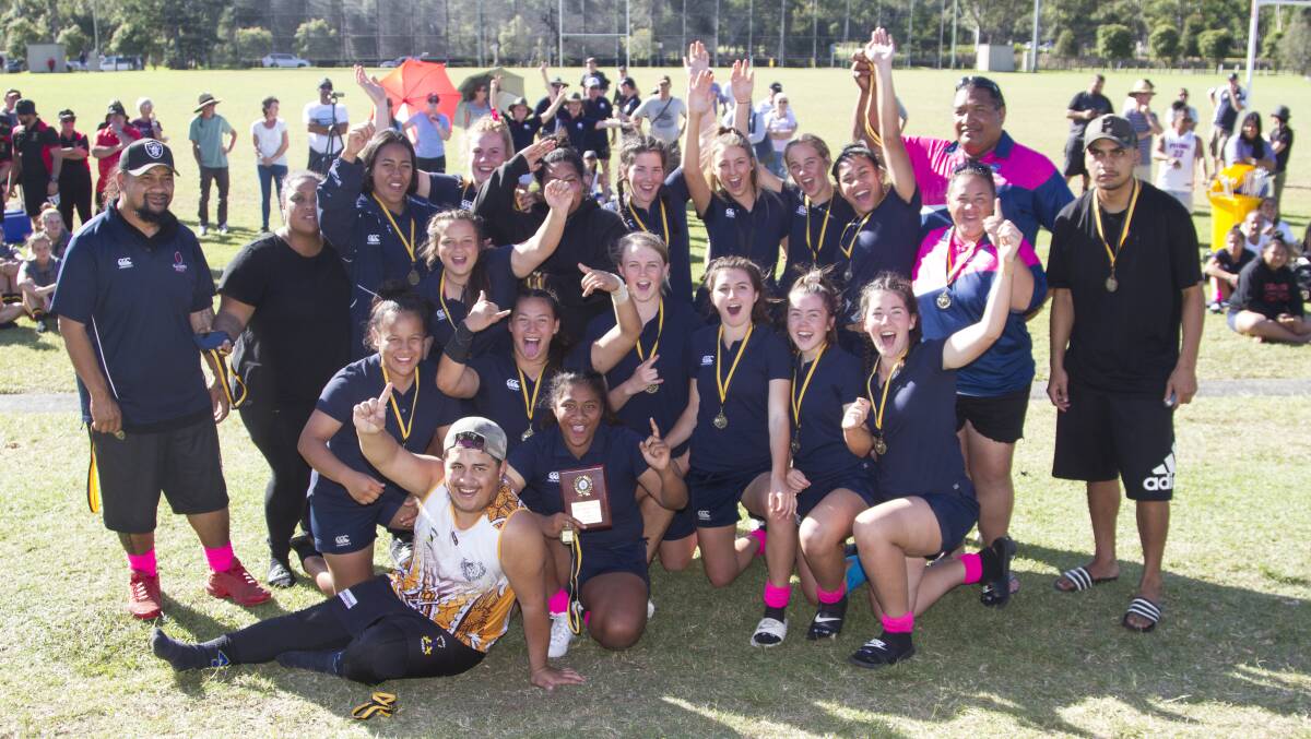 Unbeaten champions: The Illawarra Under 17 girls after their Country Championships victory. Picture: Josh Brightman. 