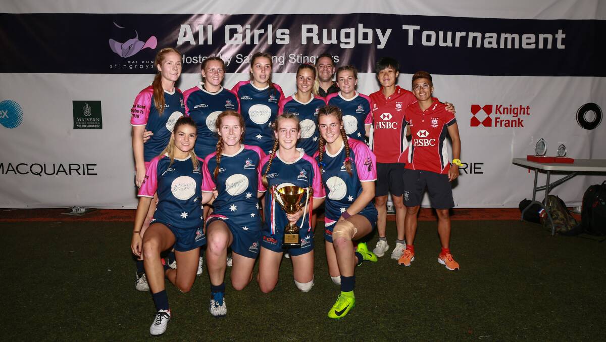 Victorious: The Illawarra under 19 girls sevens team after their victory in Hong Kong. Picture: KM Photography