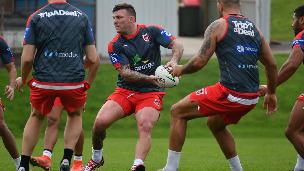 Putting in the work: Josh McGuire and most of the Dragons players who attended last week's party returned to training on Monday. Picture: Dragons Media