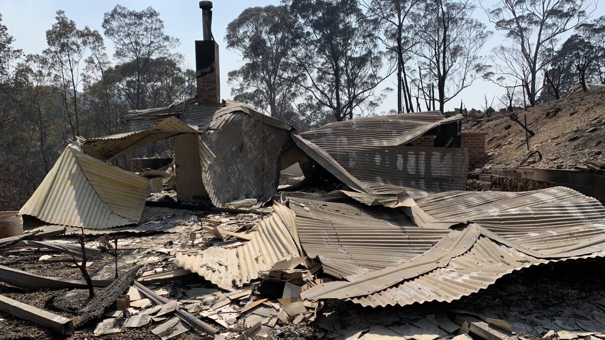 Devastation: The home of Chris Price's parents was left in ruin after bushfires tore through Conjola on New Year's Eve. Picture: Chris Price.