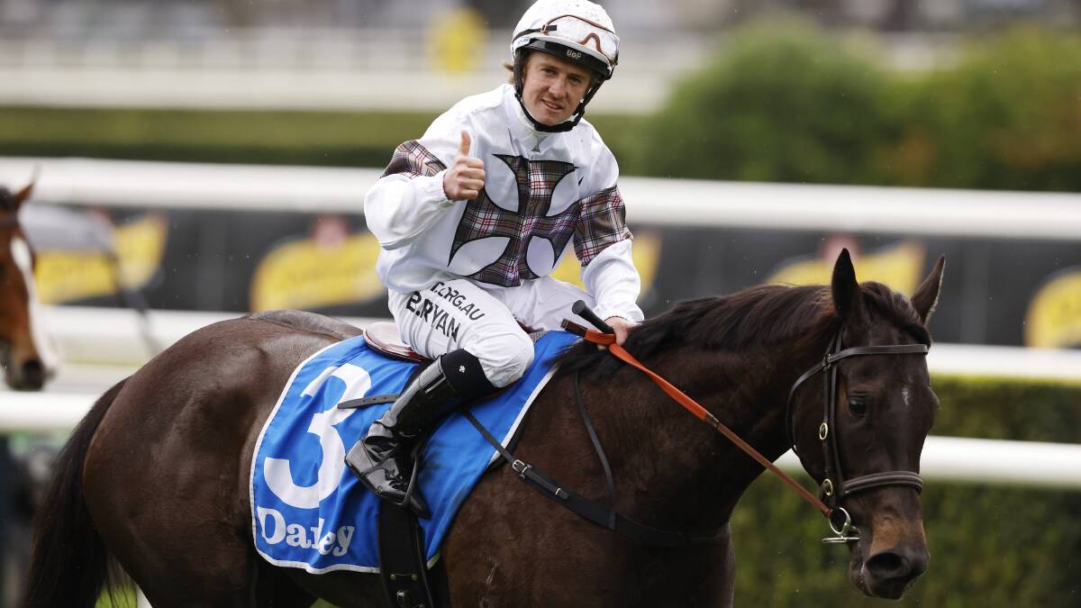 Winning ride: Brock Ryan celebrates Jamaea's victory in the Group 2 Furious Stakes at Randwick earlier this month. Picture: Mark Evans/Getty Images