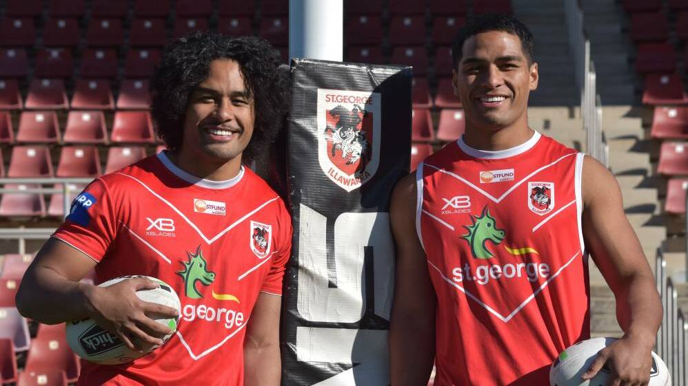 Talented family: Identical twins Max (left) and Mat Feagai will line up for the Dragons on Sunday afternoon. Picture: Dragons Media