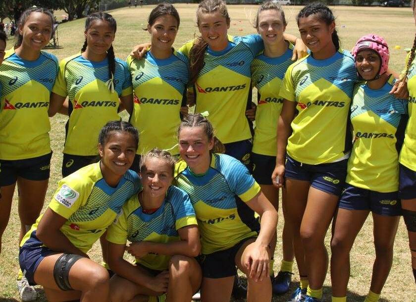 Runners Up: Abby Holmes (front centre) after the World School Sevens. Picture: Pania Gifford, World Schools 7's Facebook.