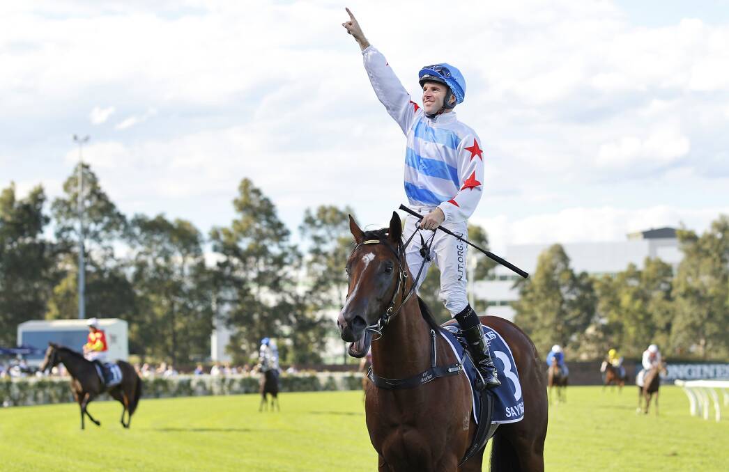 Star colt: Tommy Berry after Stay Inside's Golden Slipper win. Picture: Getty