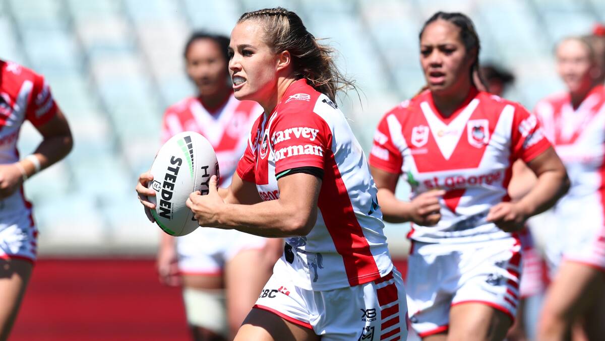 Determined: St George Illawarra centre Isabelle Kelly. Picture: NRL Imagery/Keegan Carroll.