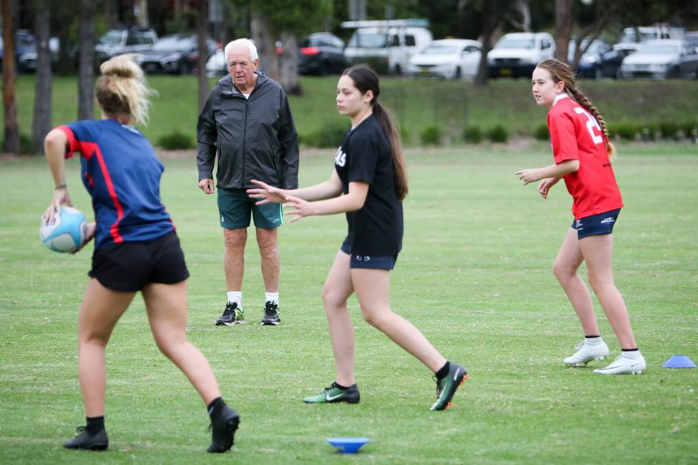 Watchful eye: Alan Gaffney puts the Illawarra Academy of Sport rugby players through their paces. Picture: Adam McLean. 